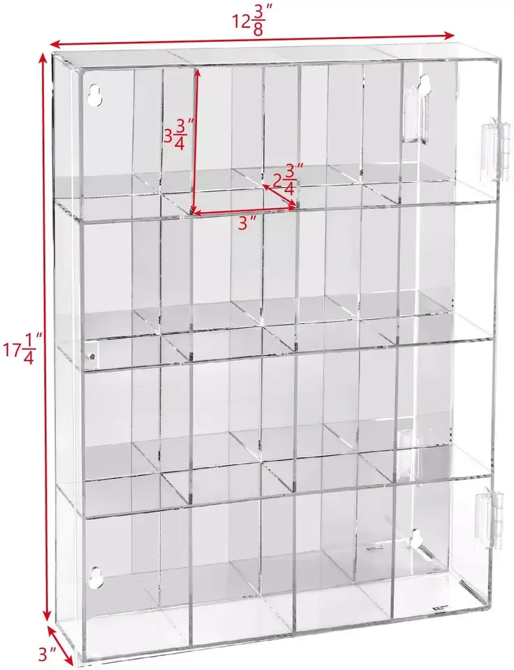 Mirrored Back Acrylic Display Rack Organizer Storage Box For Figure Toys Mini Figures And Rock Stone With 16 Compartments