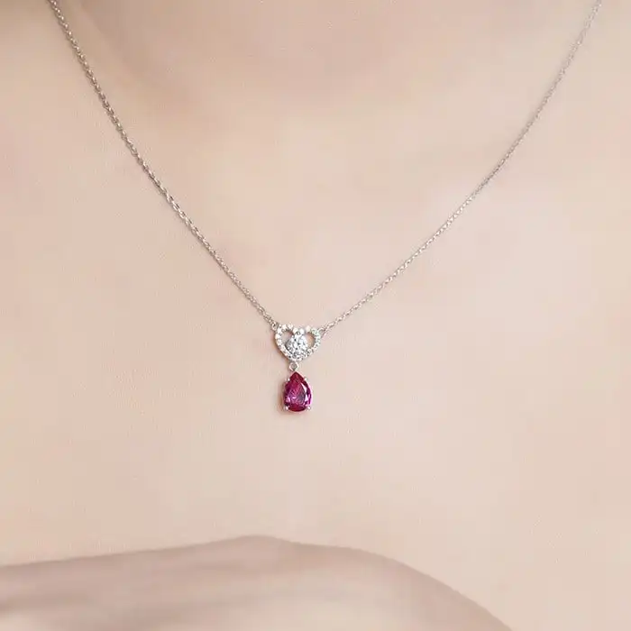 Gemstones Jewelry Set Collection Au585 Real Gold Necklace Fine Jewelry Set With Ruby Stone Made In Vietnam PTB291