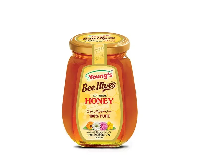 Youngs Beehives Natural Honey 250 gm Glass Jar (48 Pcs) Pack Natural Honey And Export Quality
