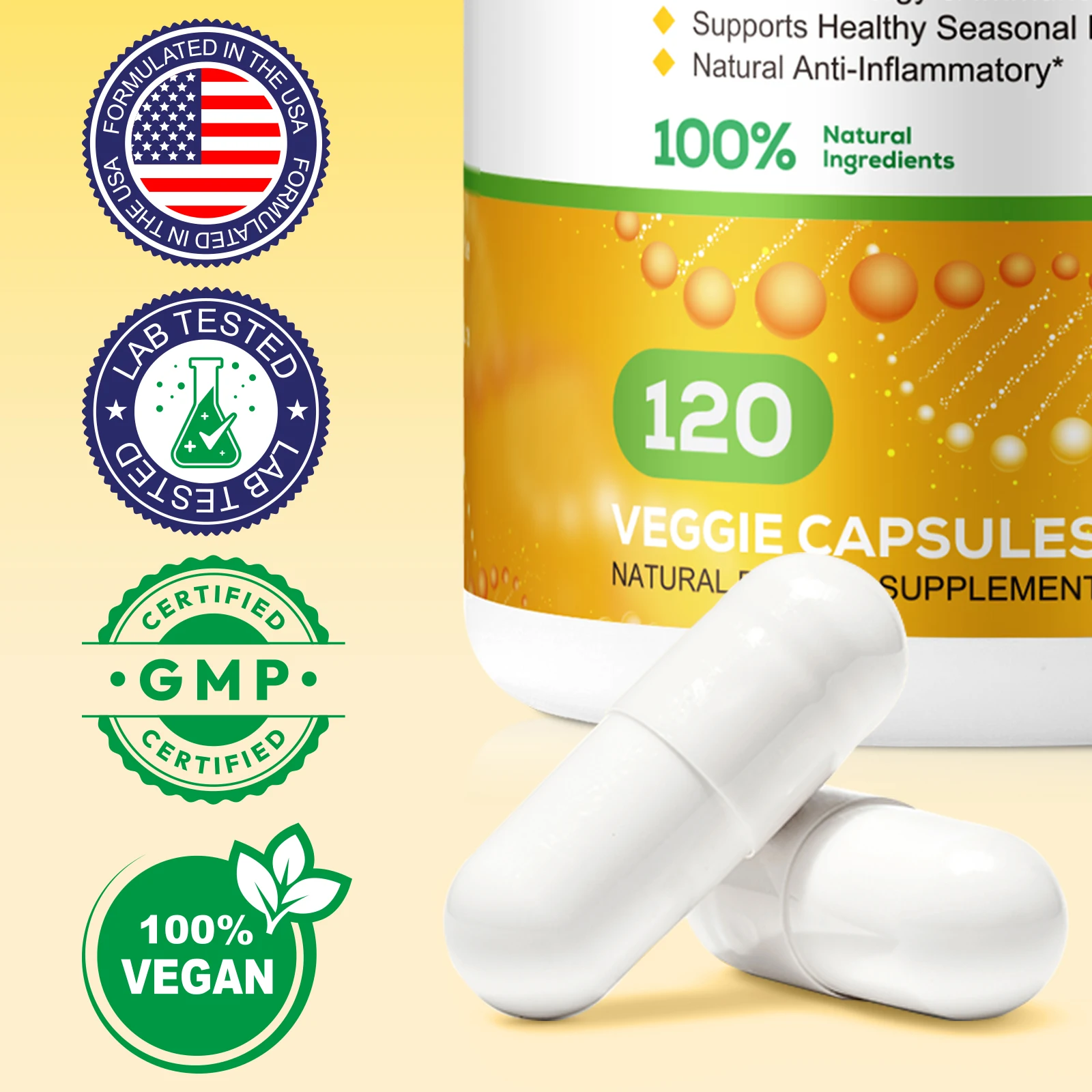 Natural Dietary Quercetin Capsules Supplement 120 Veggie Quercetin 500Mg Capsules Supplements With Bromelain Vitamin C And Zinc