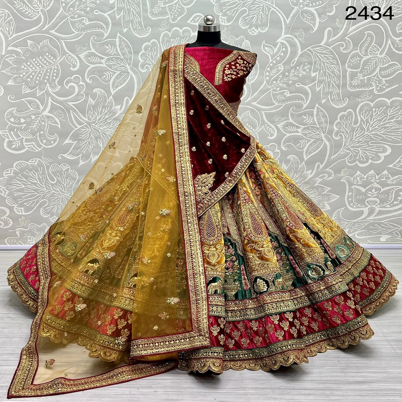 Разноцветный Свадебный классический цветочный оттенок Lehenga Choli украшенный вручную яркий оранжевый Dupatta оптовая продажа онлайн купить