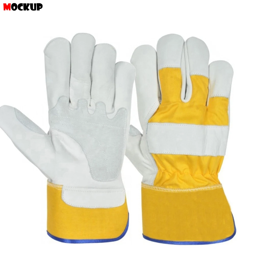 Best Quality Impact Protective Work Gloves Cut Resistant Cowhide Split Leather Patch Palm Work Gloves For Safety