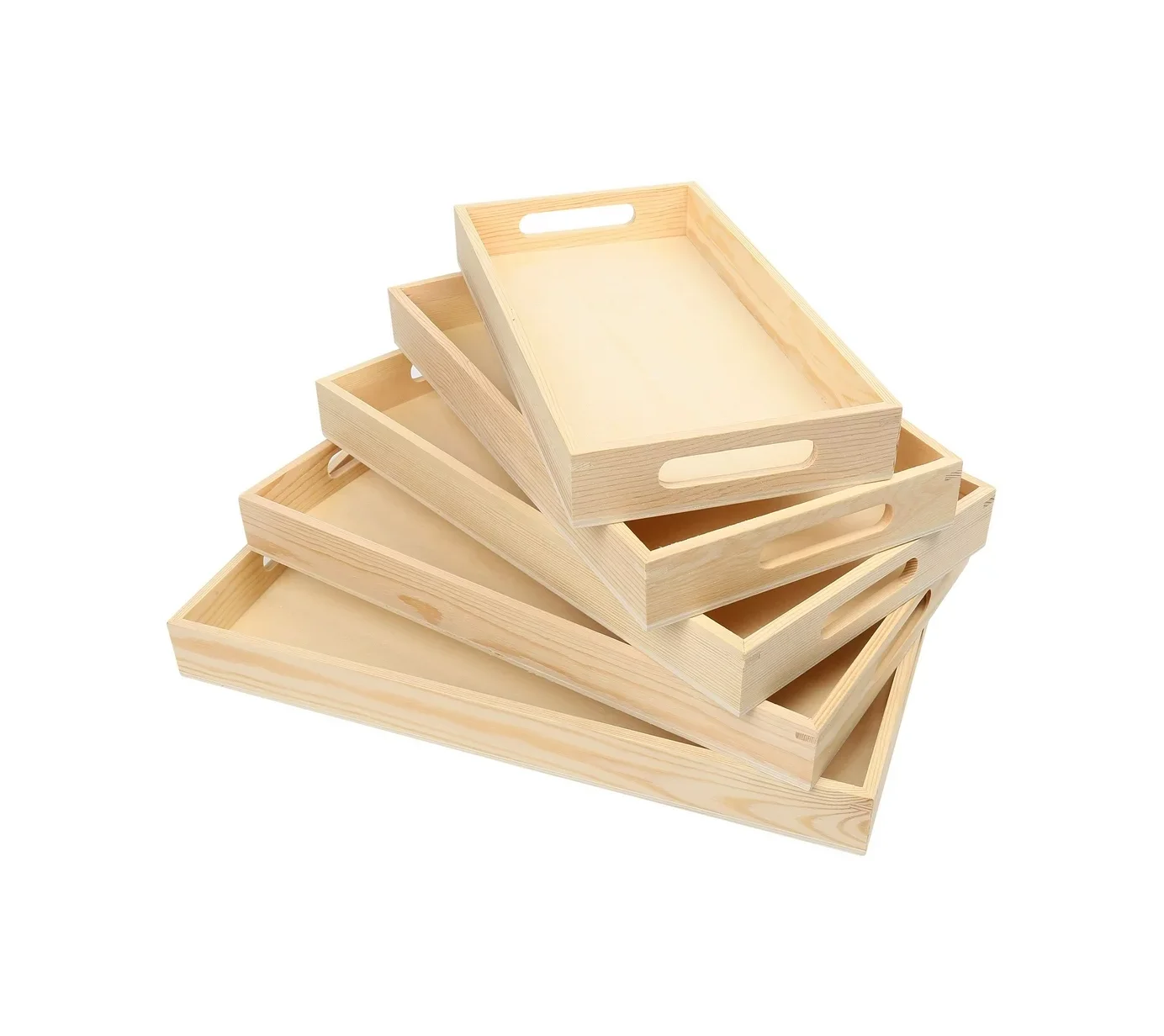 Custom Decorative Coffee Tea Bamboo Wooden Breakfast Food Tray Acacia Wood Serving Tray with Handles Breakfast Tray