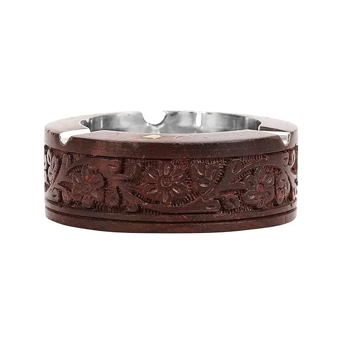 Wooden Beautiful Decorative Antique and Stainless Steel Ash Tray for Office Home
