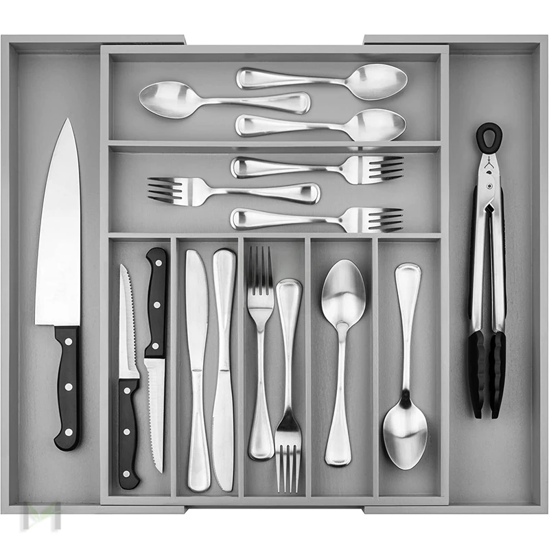 Expandable Luxury Bamboo Kitchen Drawer Organizer Silverware Organizer and Cutlery Tray