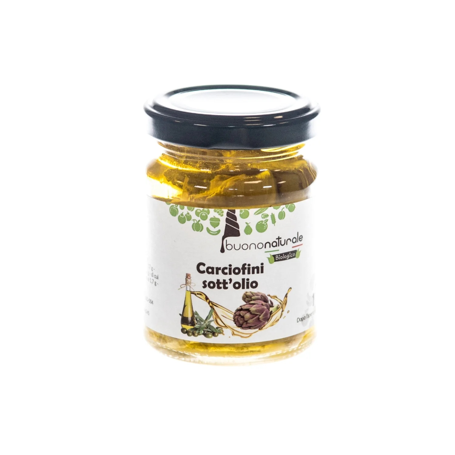 Artichokes in extra-virgin olive oil ORGANIC 120g Vegan Italian Flavors Preserved Naturally in Reusable/Recyclable Glass Jar