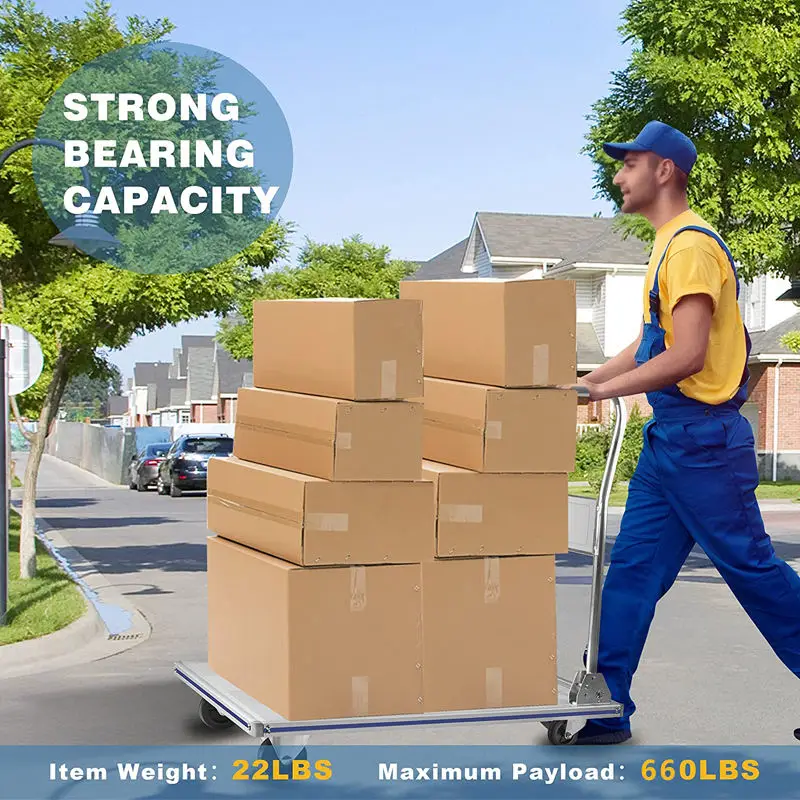 Metal transport hand trolley cart for warehouse cargo handling platform carts folding and aluminum hand truck AL300-DX