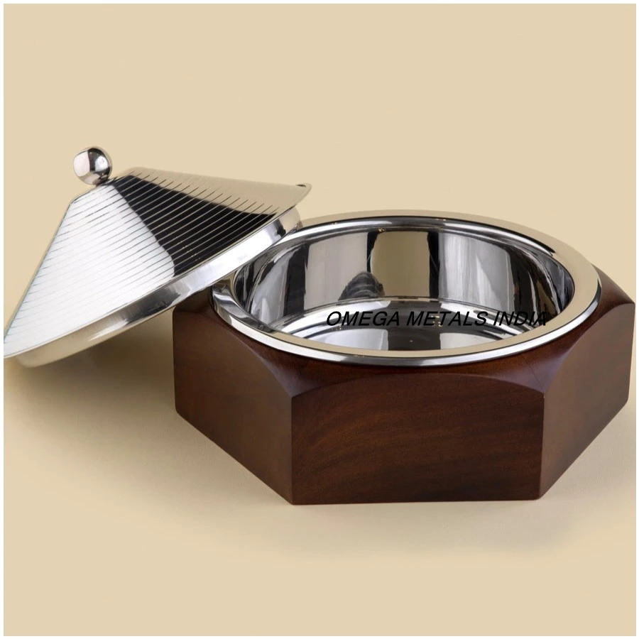 Best Quality Wooden Base Casserole with Metal Lid New Design Food Warmer with Designer Lid Hot Pot for Home Kitchen