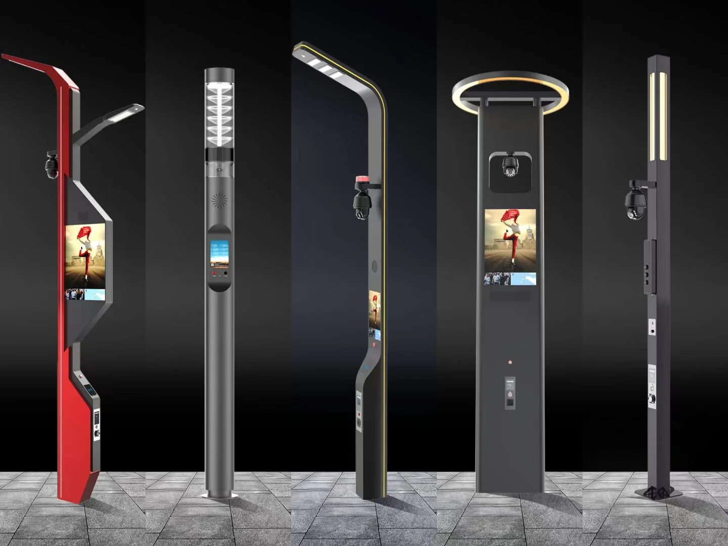 INTEFLY smart pole cloud platform AI camera Lamppost Display Outdoor Street Advertising Light Pole Led Display Lamppost Smart