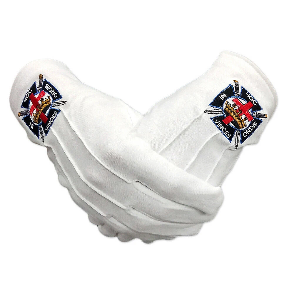 Masonic Regalia Cotton Gloves Embroidered Square Regalia Logo Masonic Regalia Full Finger High Quality 100% Cotton Gloves