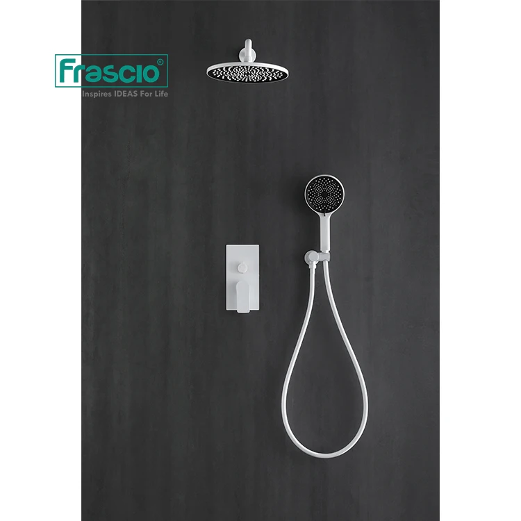 Frascio 2 Functions Luxury Shower System Bathroom Concealed In White Color For Hotel High-end Wall Mounted Shower Faucet