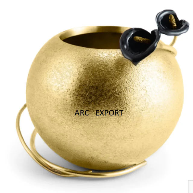 Antique Modern Black Brass Metal Flower Vases and Pots With Leaf Decoration Gold Color Base For Home Wedding Events Decoration