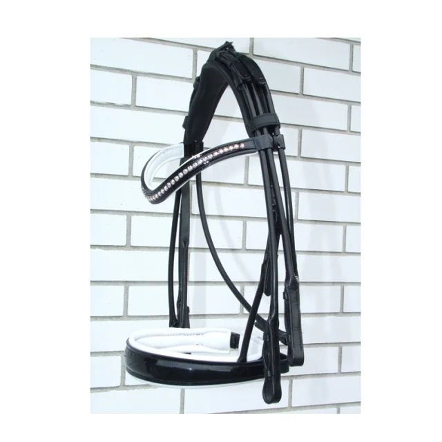 Horse Double Bridle rhinestone horse double bridle leather bridles with patent leather