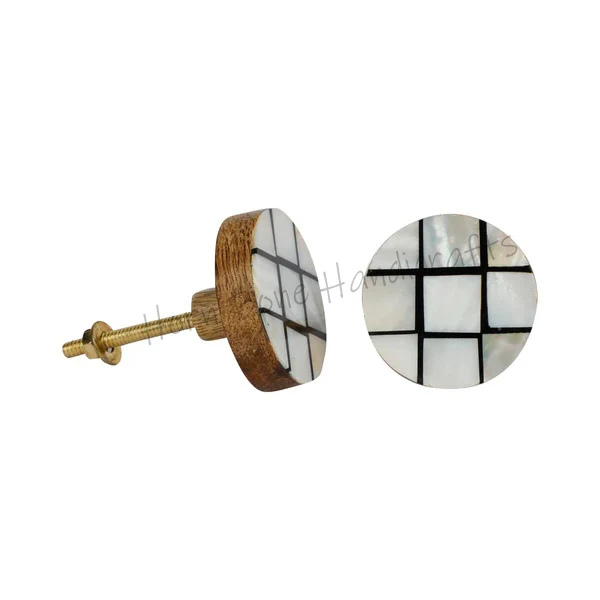 Classic Design Natural Pearl Round Shape Door Pull Black and Natural Pearl White Cabinet Door Knob Mother of Pearl Door Handle