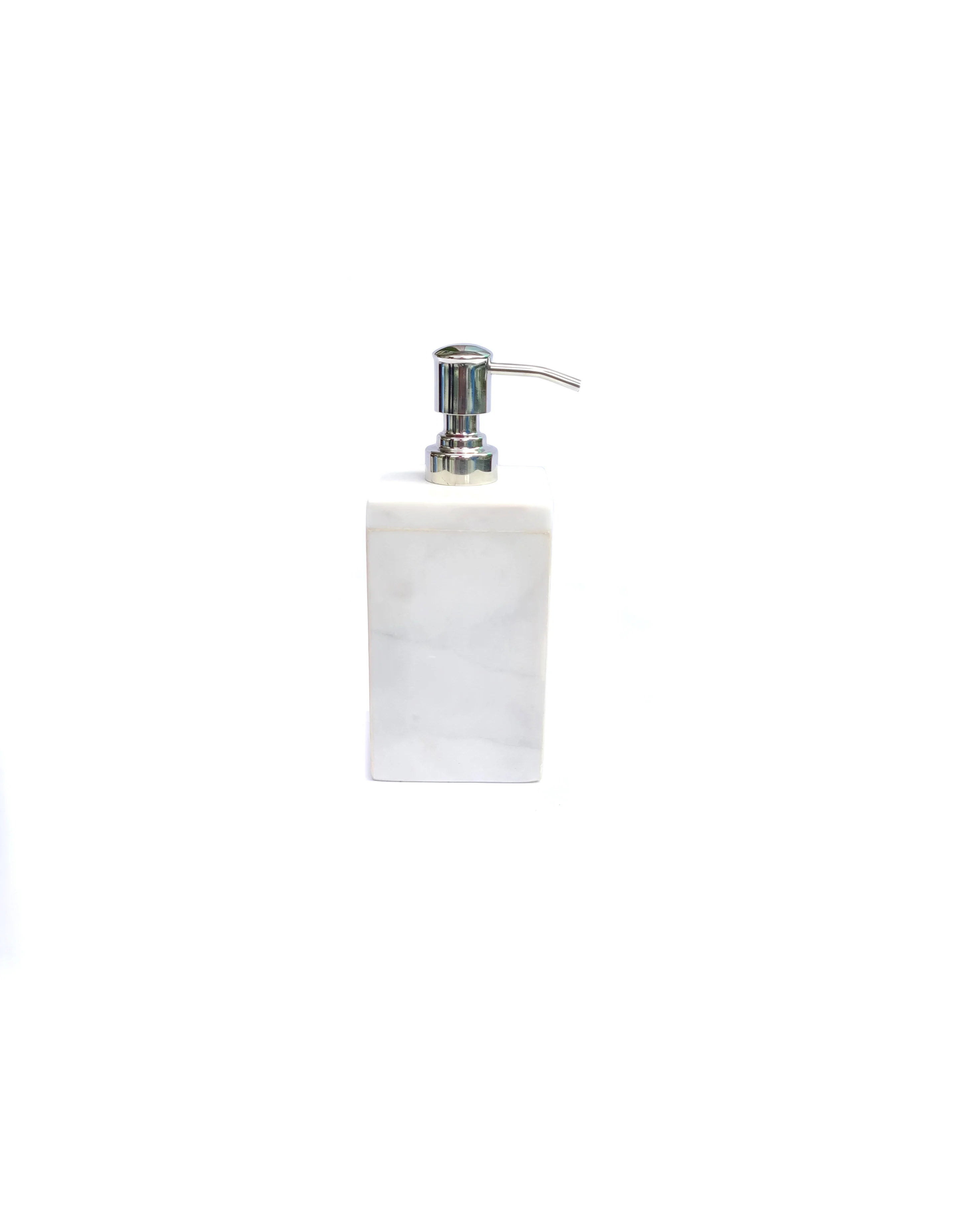 Natural Stone White Marble Liquid Soap Dispenser with Stainless Steel Pump in Round Square Rectangle Shape Luxurious Premium