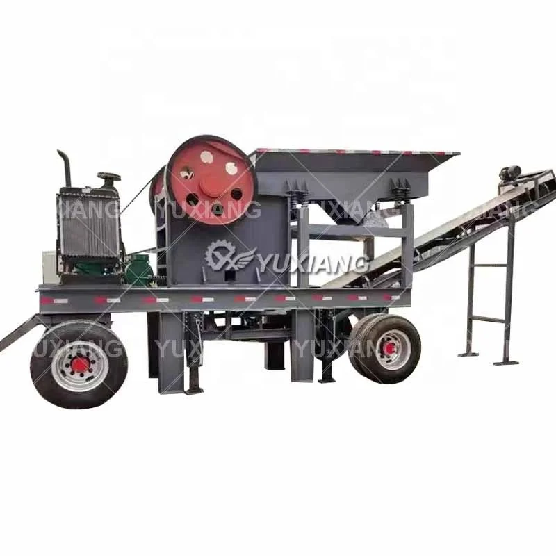 Mobile Portable Small rock stone jaw crusher PE250x400 mini jaw crusher driven by motor with vibrating screen
