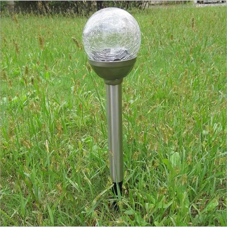 Newish Dia6cm/Dia 8cm Outdoor Waterproof 7 Color Changing Solar Stainless Steel Ball Shape Garden Stake Lights