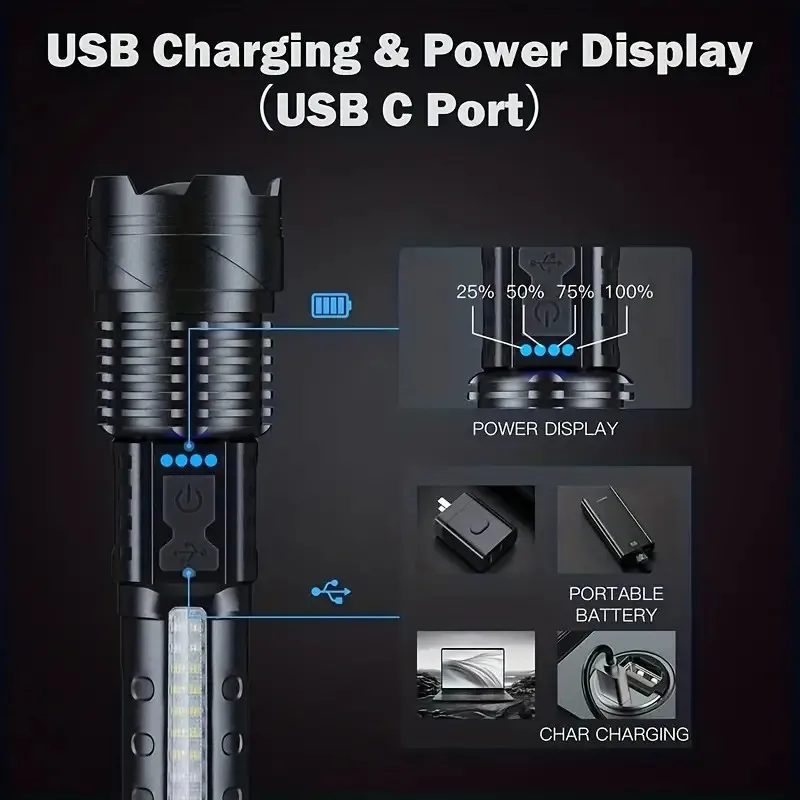 A76 Torch light LED and COB Car Window Breaker Safety with USB Cable Rechargeable Waterproof Flashlight Safety Tools