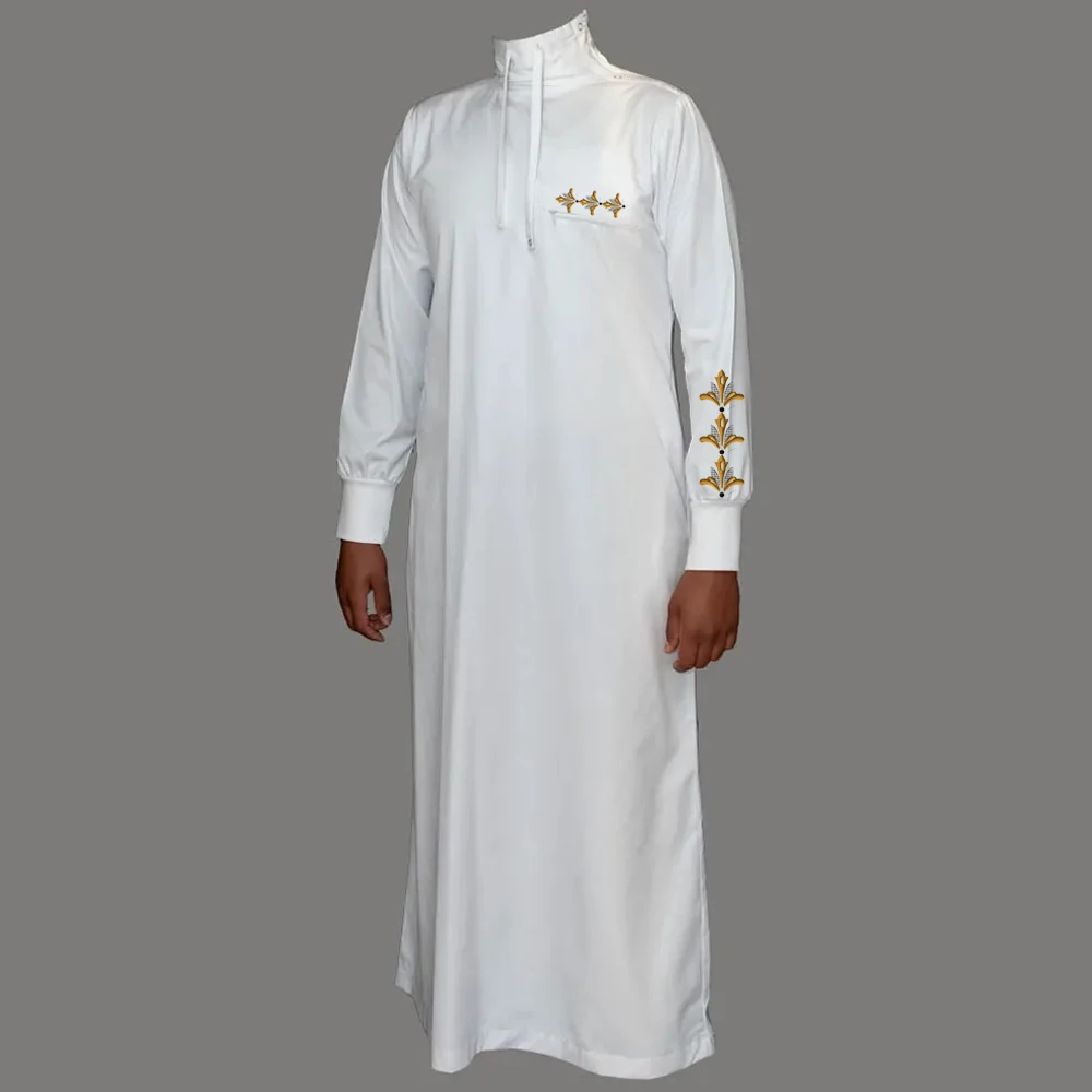 Branded Wholesale Islamic Abayas Muslim Clothing Mens Qamis Kaftan Jubba Dressed High Quality Arabic Thobes For Boys