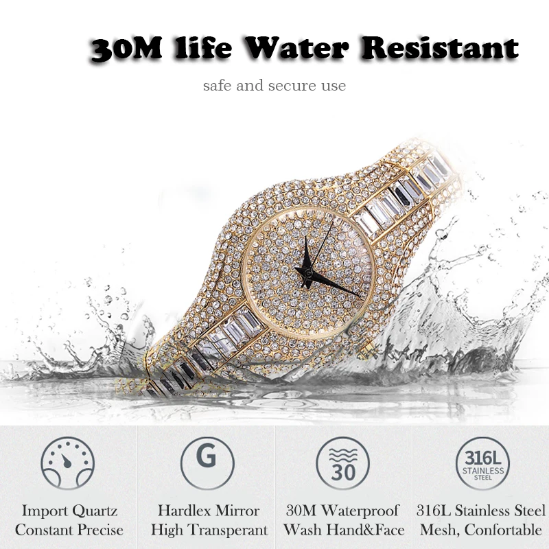 MISSFOX 30mm Small Women Watch Shockproof Waterproof Luxury Ladies Metal Watch bracelets Rhinestone Diamond Watch