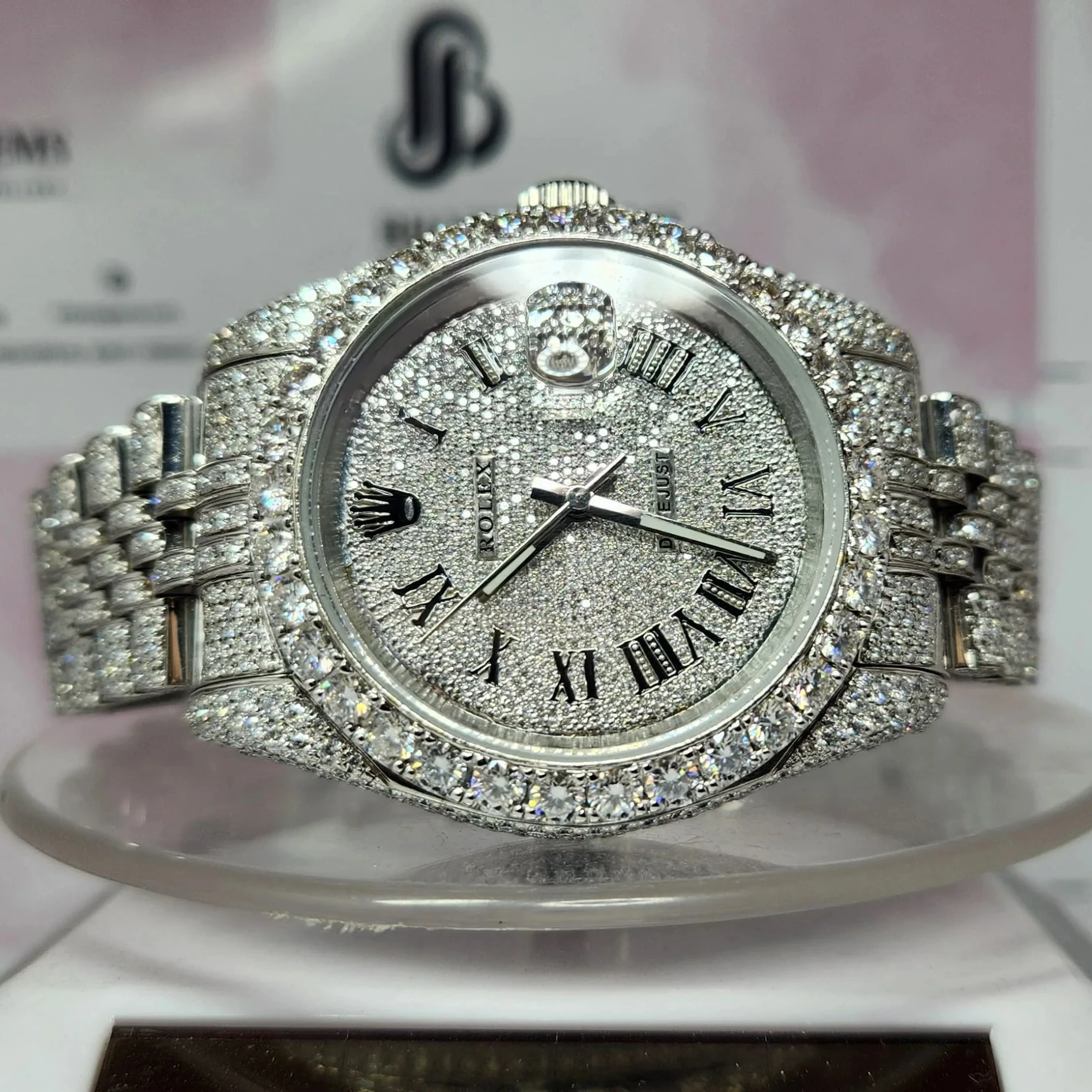 High Quality Stainless Steel Iced Out Moissanite Diamond VVS Clarity Studded Analog Watch Wholesale Price