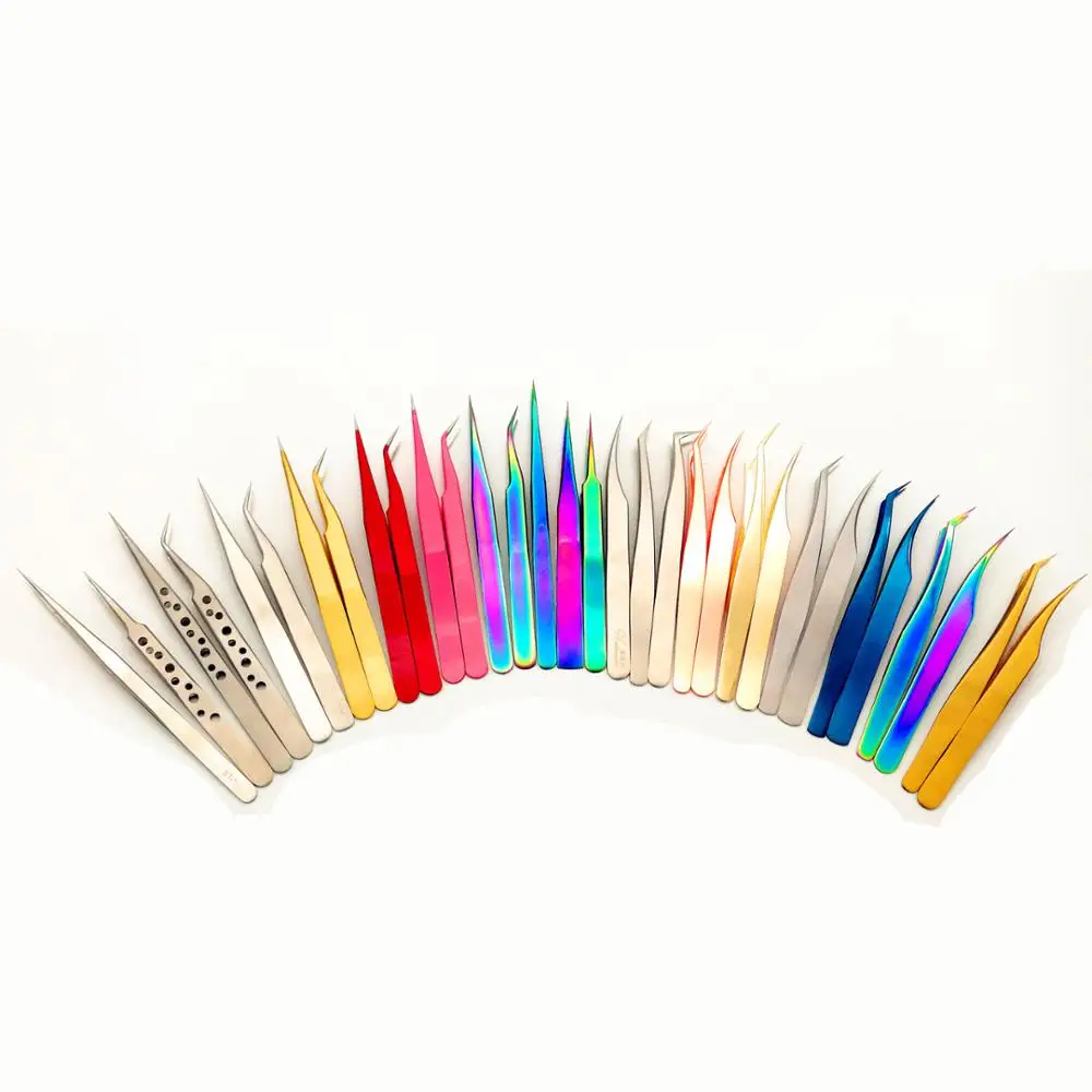 volume tweezers set with fiber tips stainless steel high quality dumout vetus classic volume eyelash tweezers set with logo