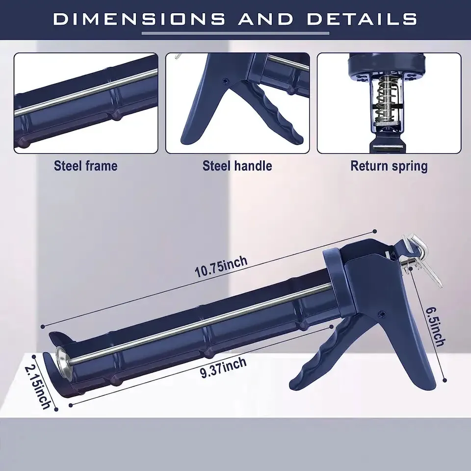 Caulking Gun Cordless OEM Caulk Gun Skeleton Silicone Body Steel Power Caulking Gun Cordless Wheel Nozzle Handle Ratchet Rod Zi