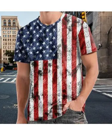 Fannyouth футболки с американским флагом для мужчин укороченная футболка коротким рукавом A-01-4-Black