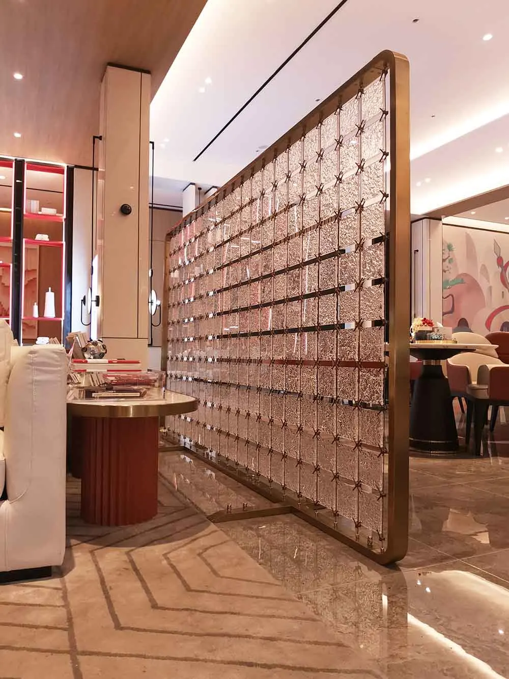 Hotel Custom Acrylic Metal Room Divider Screen