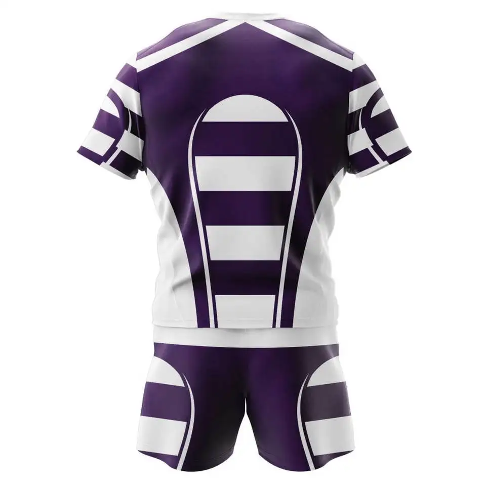 OEM Free Design Bulk Sports League Short Sleeve Striped Printing Custom Pro simple Rugby Uniform Kit