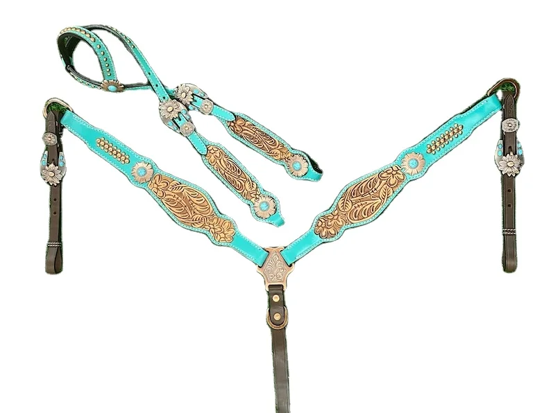 Premium Quality Real cow leather fringe headstall breast collar handmade with Conchos horse tack western fashion No reviews yet