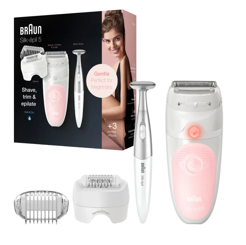 Braun SE5-500 Silk-epil SensoSmart Cordless Wet & Dry Epilator with 1 Extras | Pink