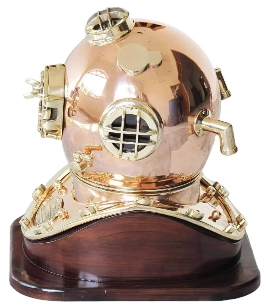 Scuba Decorative Divers Diving Helmet US Navy Mark V With Wooden BASE Stand Swimming Water Aqua Shoes Non Slip