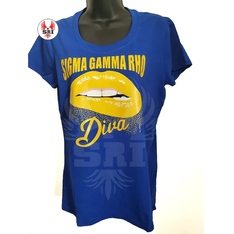 Sigma Gamma Rho Sorority Embroidery Women Polyester Tees | SGRHO Sorority Embroidered Ladies Custom Made  Cotton T-Shirt
