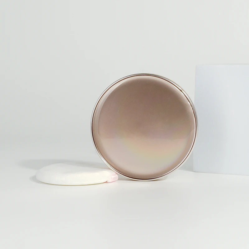 New Round Custom luxury cosmetic packaging empty face press powder blush double layer compact powder case