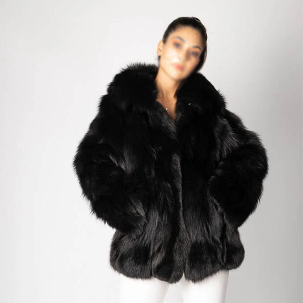 Hot Sale Women Down Winter Fashion Long Style Real Fox Fur Coat Front Zipper