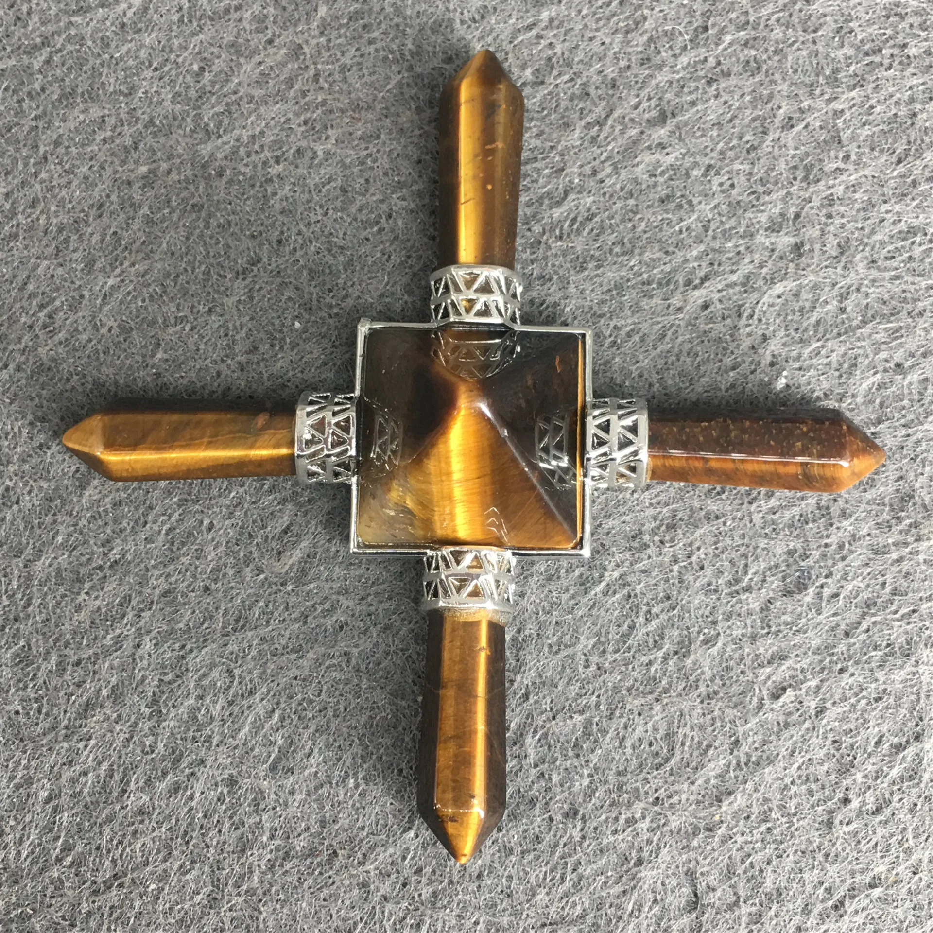 Wholesale natural crystal carving 9CM yellow tiger eye stone energy emitter decoration collection arts and crafts gifts