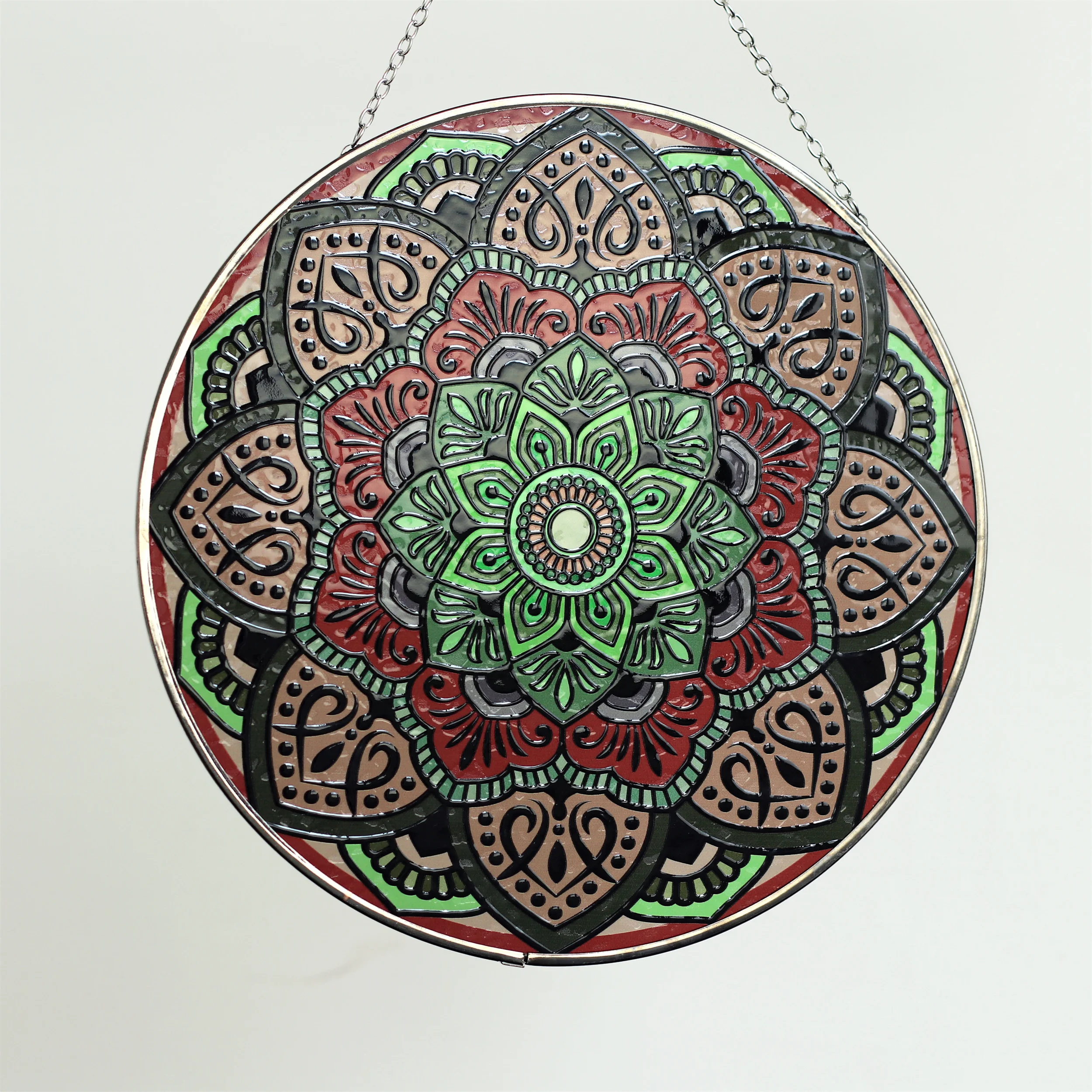 Vibrant Mandala Glass Sun Catcher - Perfect for Enhancing Natural Light in Your Home