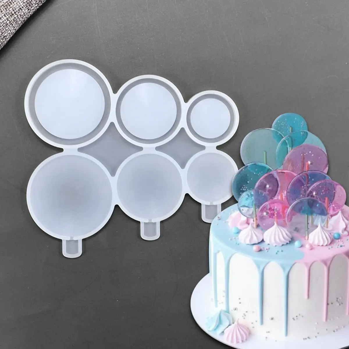 Thickened Round Shape Lollipop Silicone Mold Chocolate Candy Fondant Moulds Birthday Cake Decorating Tools Baking Accessories