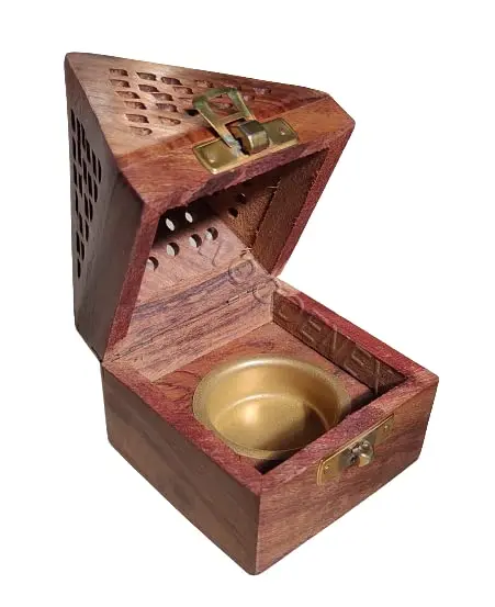 Incense Holder Wooden Incense Burner Rosewood Dhoop Batti dan Bakhoor and Loban Dan with Drawer