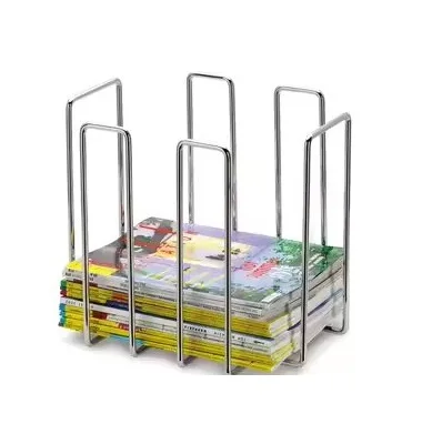 New Design Chrome Plated Steel Magazine Rack Desk Organizer for Newspaper and Book Storage Shelf Magazine Holder