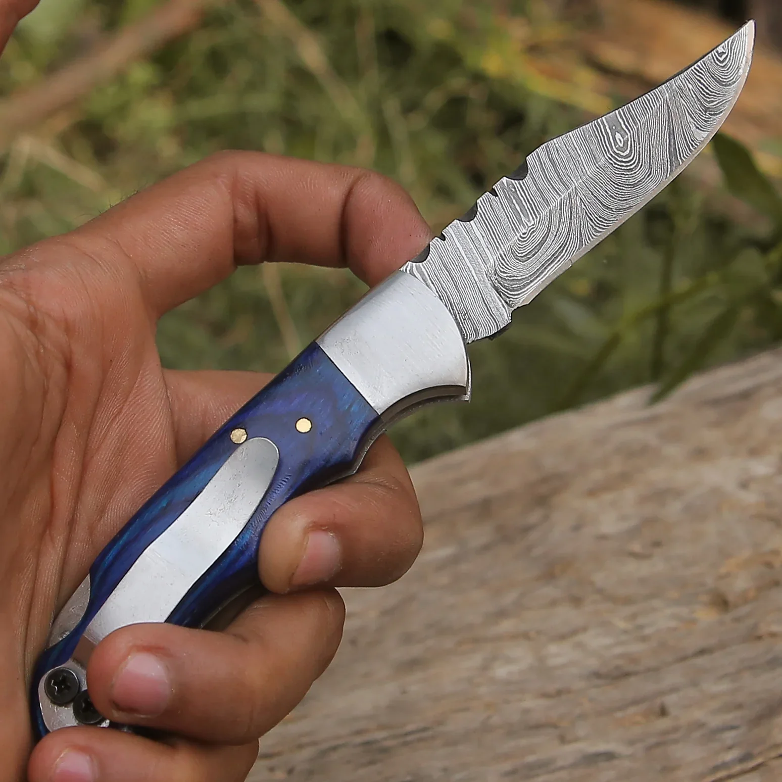 utility knife Custom Handmade Damascus Steel folding pocket knife knife With back Clip leather sheath Drop shipping