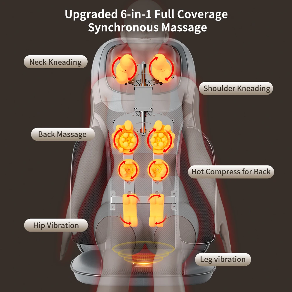 HUIXIN 2024 Car and Home Shiatsu Heating Kneading Vibration Airbag Speed Multifunction Body Massage Cushion