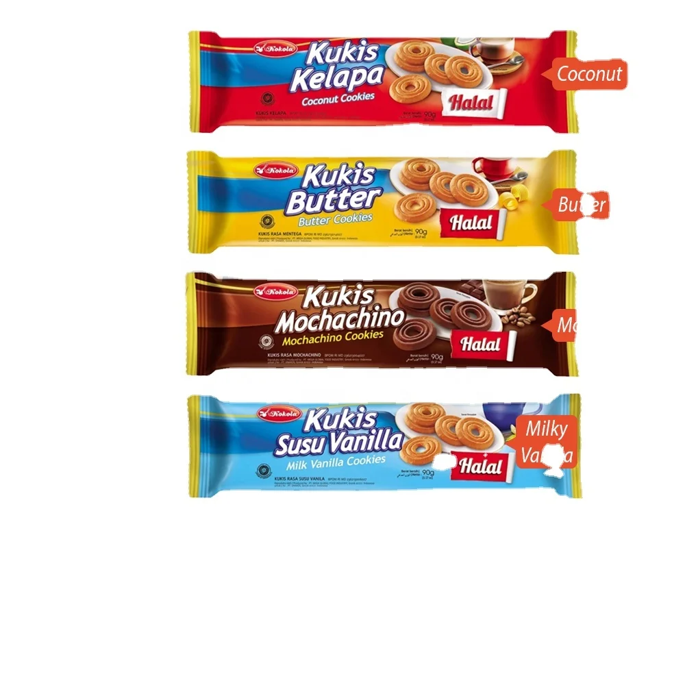Wholesale Great Snack Kokola Cookies 90gr Soft Crunch Cookies Biscuit Snack Tea Time Biscuits Food Carton Packing Round Surabaya