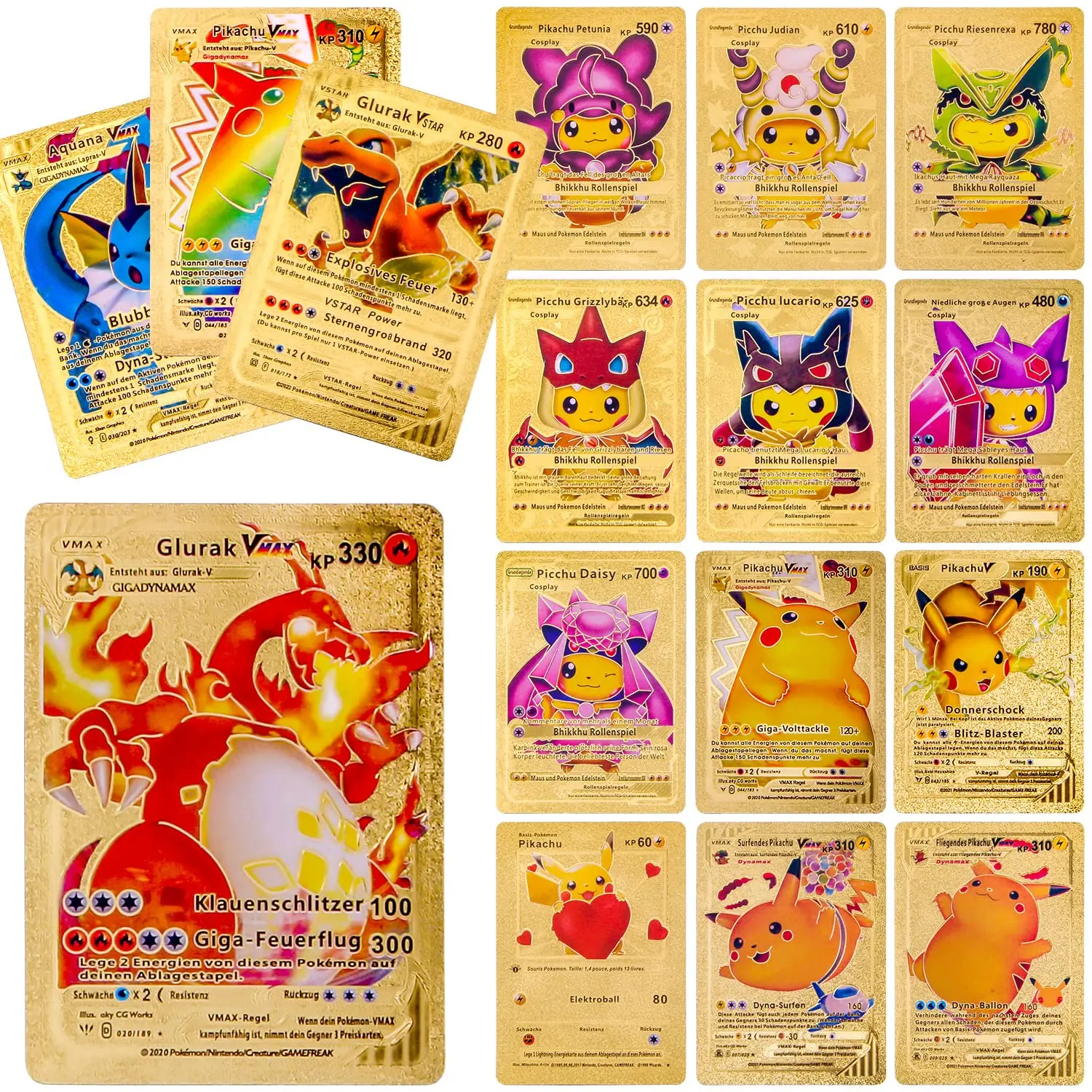 Poke mon Cards 55 Pieces  VMAX Trading 2023 New Poke mon gold cards Rare Collectible Cards  Puzzle Game Exchange
