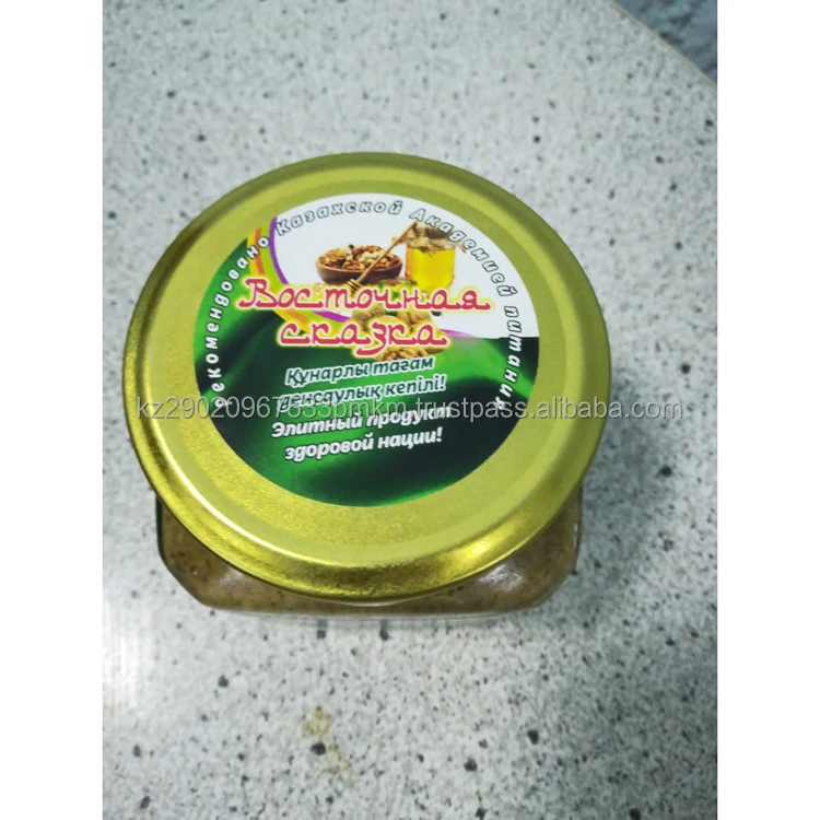 Honey with nut kernels 100% organic with nuts raisins and dried apricot good quality reliable supplier natural dessert honey