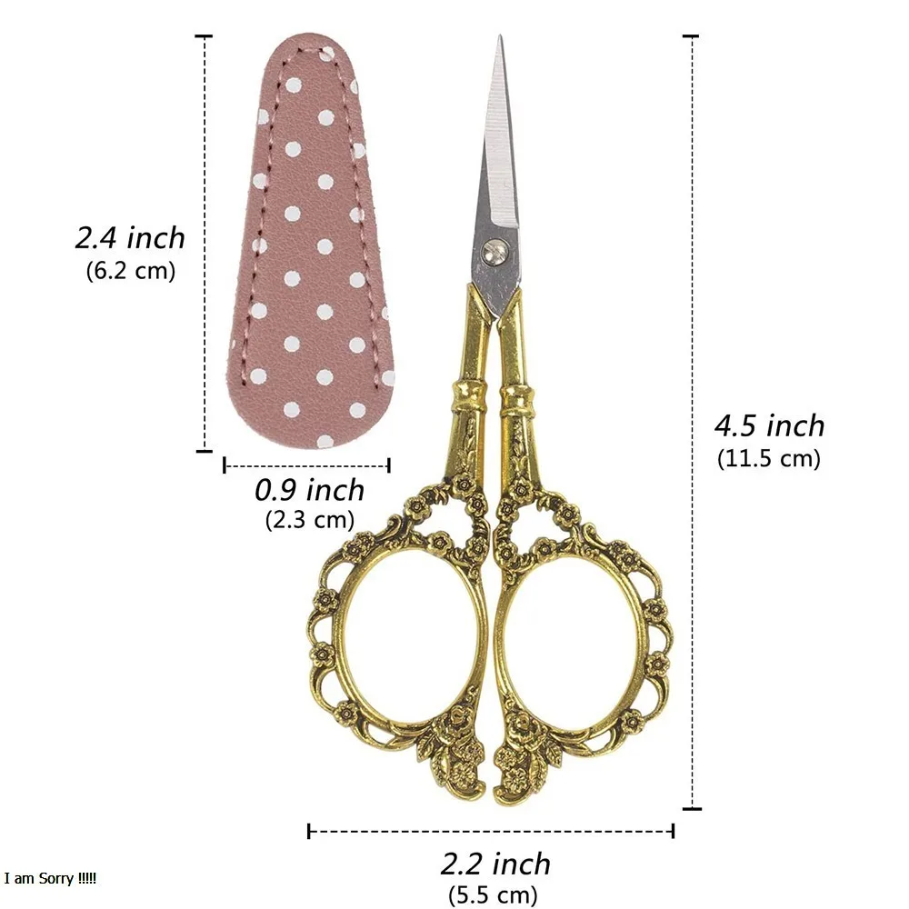 Golden color coated nail embroidery scissors very beautiful sharp nail manicure scissors with straight blades