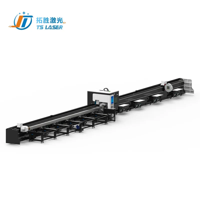 Tuosheng 12m Three Chuck 2000w 3000w 6000w12000w  Zero Tailings Fiber Laser Tube Cutting Machine  For Profile Cutting
