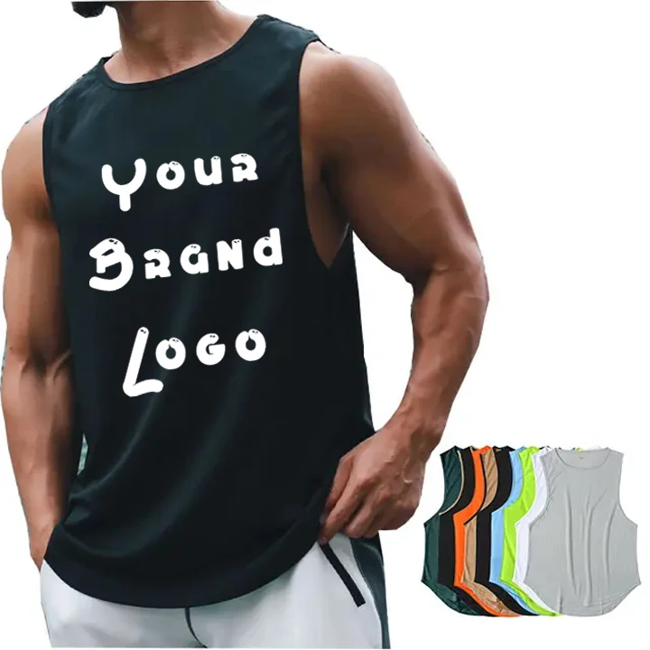 Wholesale Bodybuilding Muscle Workout Fitness Gym Shirts Athletic Stringer Solid Racerback Gym Wear Tank Top Men