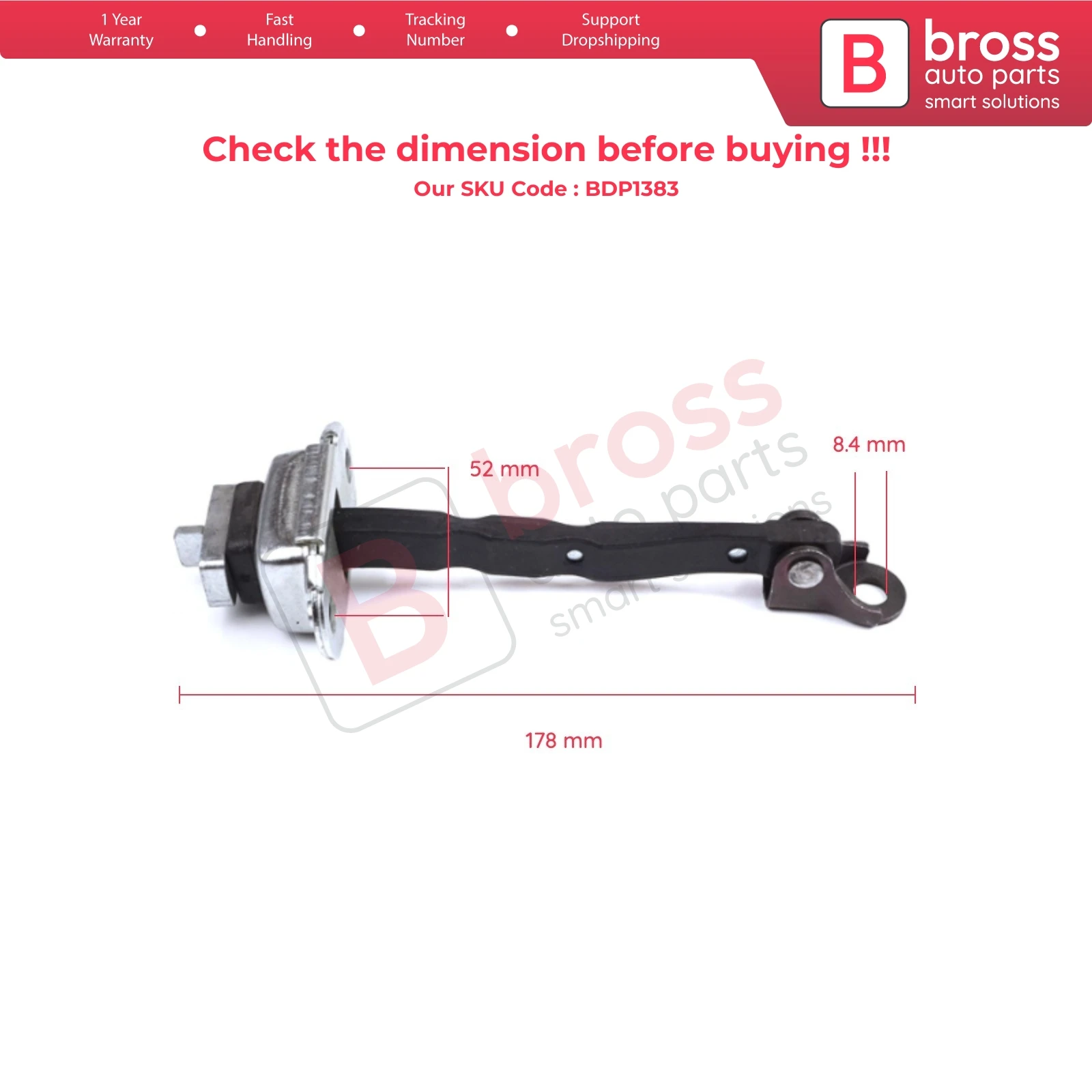 BDP1383   Front Door Stop Check Assy Limiter Strap for Toyota C-HR MK1 X1 AX10 AX50 2016-2024 68610F4030